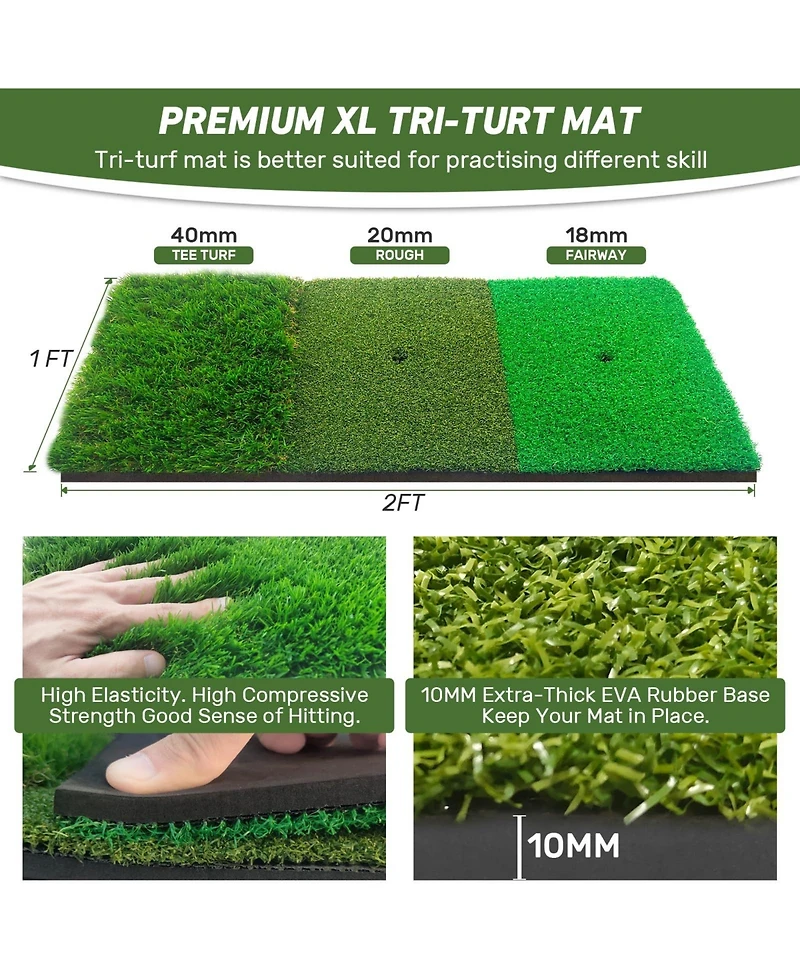Aofar Golf Net Practice Mat Hitting Aid Driving Chipping Swing Target 10x7feet