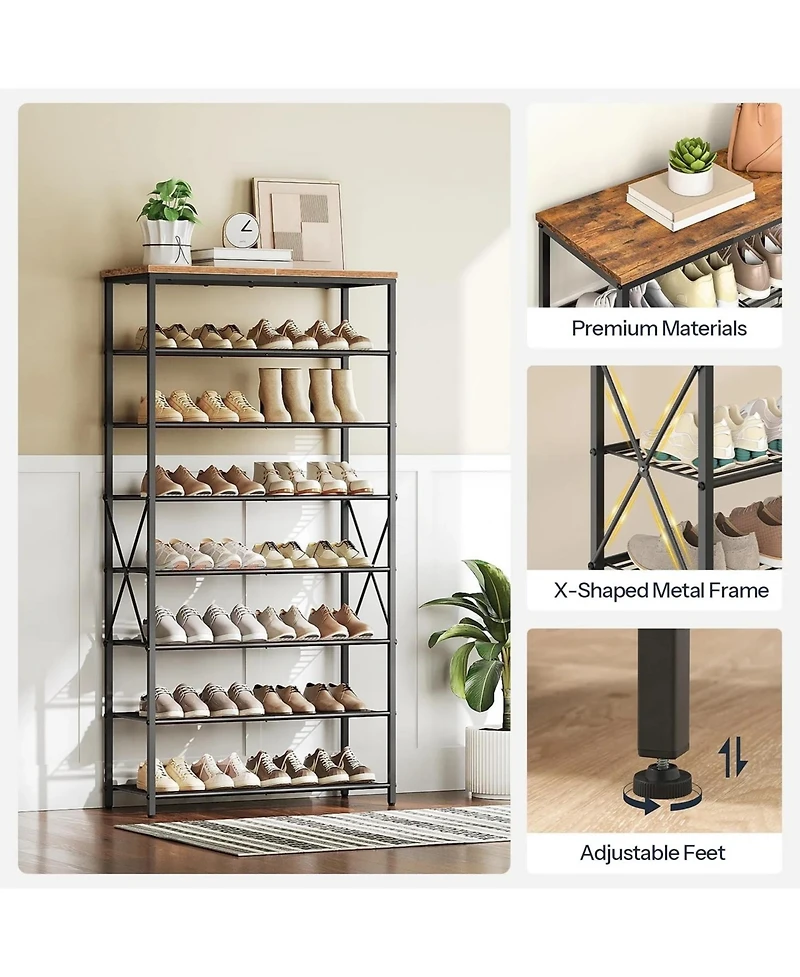 Slickblue Freestanding 8-Tier Metal Shoe Rack Organizer for Entryway Bedroom Closet Storage