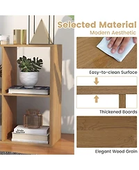 Sugift 6 Cube Bookshelf with Back Guardrail for Living Room Bedroom