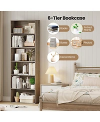 Sugift 6-Tier Bookcase with 6 Open Shelves and Anti-Toppling Kits