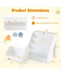 Sugift 2-In-1 Kids Bookshelf Toy Storage Organizer with 4-Layer Shelves Drawer and Flip Box