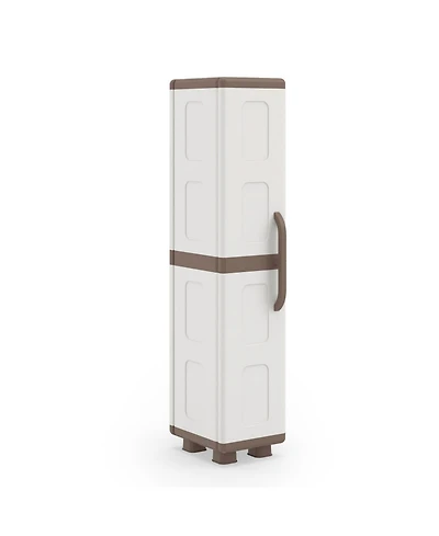 Sugift Plastic Pantry Storage Cabinet with 4 Adjustable Shelves and Single Door for Kitchen Living Room