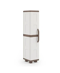 Sugift Plastic Pantry Storage Cabinet with 4 Adjustable Shelves and Single Door for Kitchen Living Room