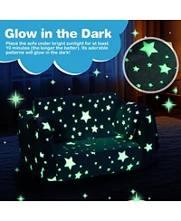 Sugift 2-in-1 Folding Kids Couch with Blanket Glow in the Dark