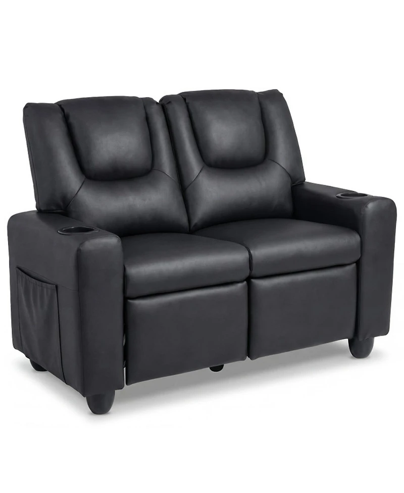 Sugift 2-Seater Kids Recliner Toddler Sofa Chair with 2 Cup Holders
