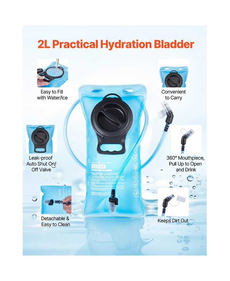 Hongge Insulated 25L Hiking Hydration Pack with 2L Tpu Bladder