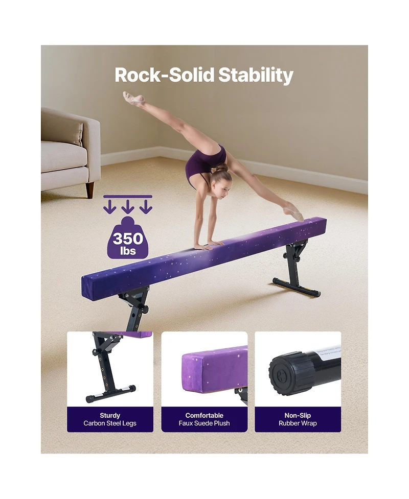 Hongge 8 ft Adjustable Gymnastics Balance Beam with 5 Heights