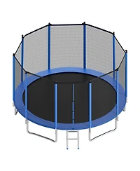 Hongge 15 ft Round Outdoor Trampoline with Zippered Enclosure Net
