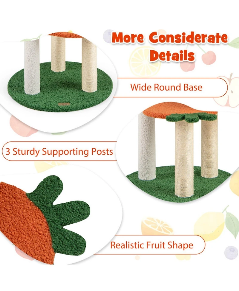 Sugift Multi-Level Cat Tree Pet Activity Center with Fruit-Shaped Platforms and Sisal Scratching Posts