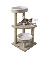 Sugift 36in Carpeted Cat Tree with Plush Perches Scratching Posts and Dangling Ball
