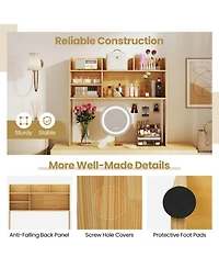 Sugift Desktop Bookshelf Storage Hutch With 6 Shelves and Adjustable Shelf
