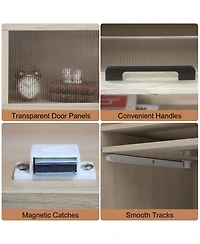 Sugift 4-Tier Bookshelf with Storage Cabinets and Open Compartments
