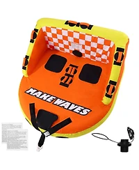 Hongge Inflatable High-Back Deck Seat Towable Tube for 2 Riders