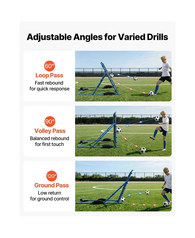 Hongge 5 x 4 ft Quick-Switch Angle Soccer Goal Rebounder Net