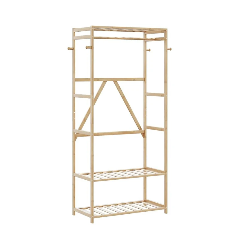 vidaXL Clothes Rack with Shelves 31.5"x15.7"x68.9" Bamboo
