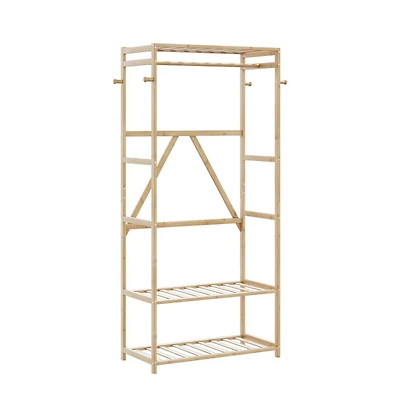 vidaXL Clothes Rack with Shelves 31.5"x15.7"x68.9" Bamboo
