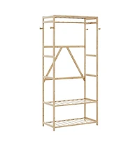 vidaXL Clothes Rack with Shelves 31.5"x15.7"x68.9" Bamboo