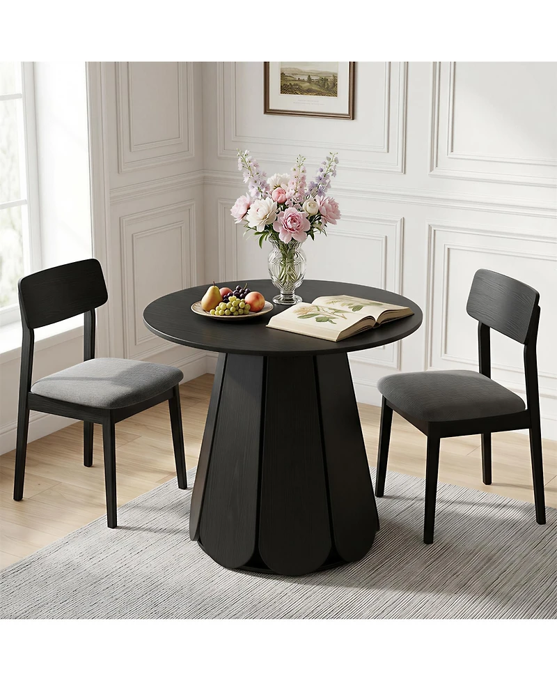 gaomon 31.5" Round Dining Table, Small Circle Kitchen Table for 2-4 People, Modern Farmhouse Wood Dinning Room Tables with Pedestal Base