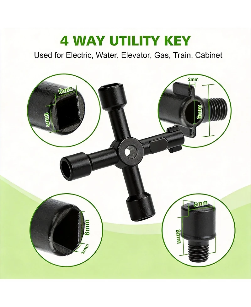 Xdovet Water Meter Key 4-Way T-Handle Shut Off Tool