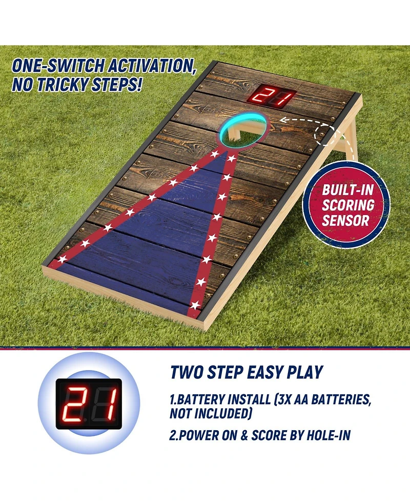 Aofar Electronic Cornhole Set Automatic Scoring Sensing Wood 8 Bags Carry Case 2x1feet