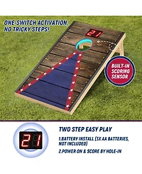 Aofar Electronic Cornhole Set Automatic Scoring Sensing Wood 8 Bags Carry Case 2x1feet