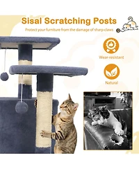 Sugift 57 in Cat Tree with Dual Condos Hammock and 2 Dangling Balls