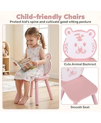 Sugift 3-Piece Kids Table and Chairs Set with Animal Patterns