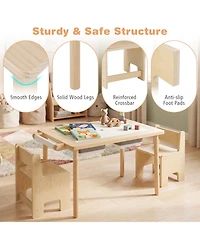 Sugift 3-Piece Kids 6-in-1 Activity Table and Chair Set with 2-Height Adjustable Table