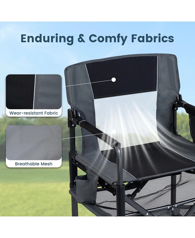 Gymax Outdoor Camping Chair for Adults with Cup Holder and Side Pocket Bottle Opener