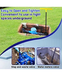 Xdovet Water Meter Key Shut Off Tool T-handle Wrench Valve Curb Main Underground