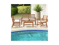 Boyel Living 4 Pieces Outdoor Furniture Set with Stable Acacia Wood Frame