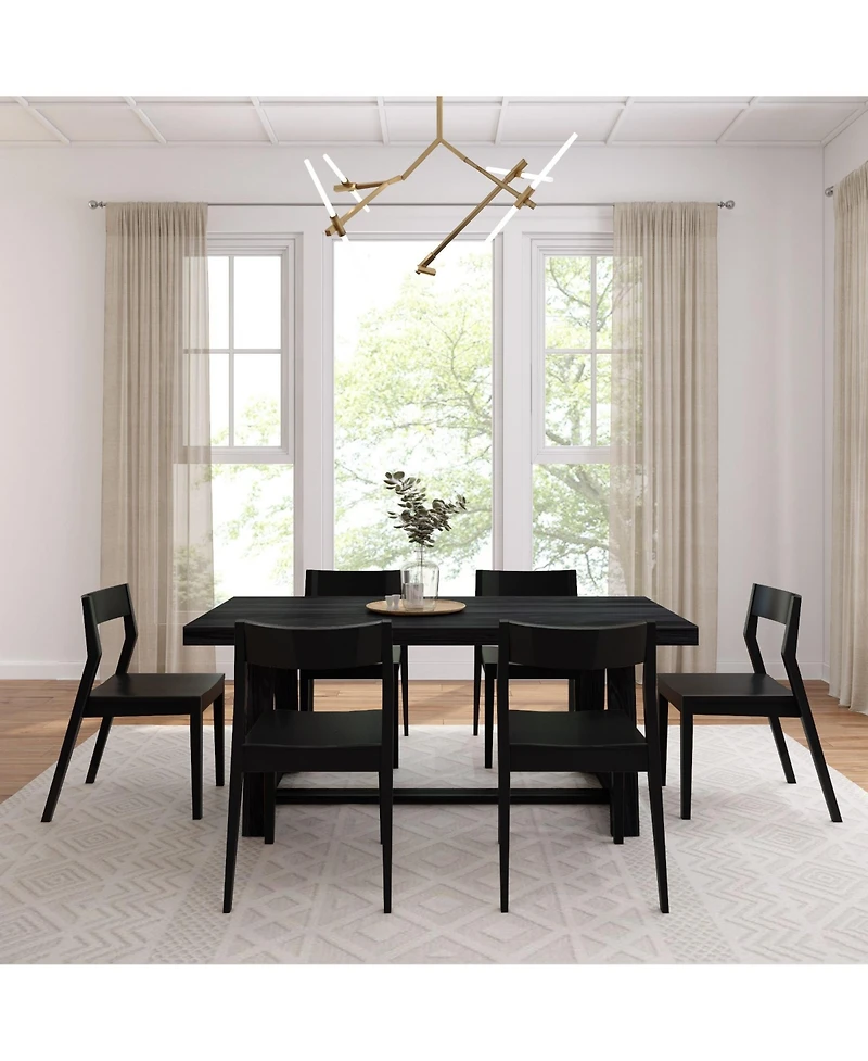 Plank+Beam 72" Classic Solid Wood Dining Table Set + 6 Chairs