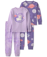 Carter's Toddler Girls' 2T-5T Space Dog Cotton Snug-Fit Pajama, 4-Piece Set