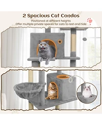 Sugift 80 in Tall Cat Tree with 2 Large Condos and Dangling Toys