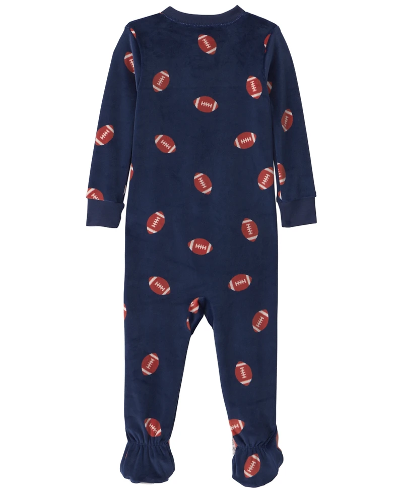 Carters Baby Boys' Football 2-Way Zip Dream Plush Snug-Fit Footed Pajama