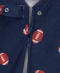 Carters Baby Boys' Football 2-Way Zip Dream Plush Snug-Fit Footed Pajama