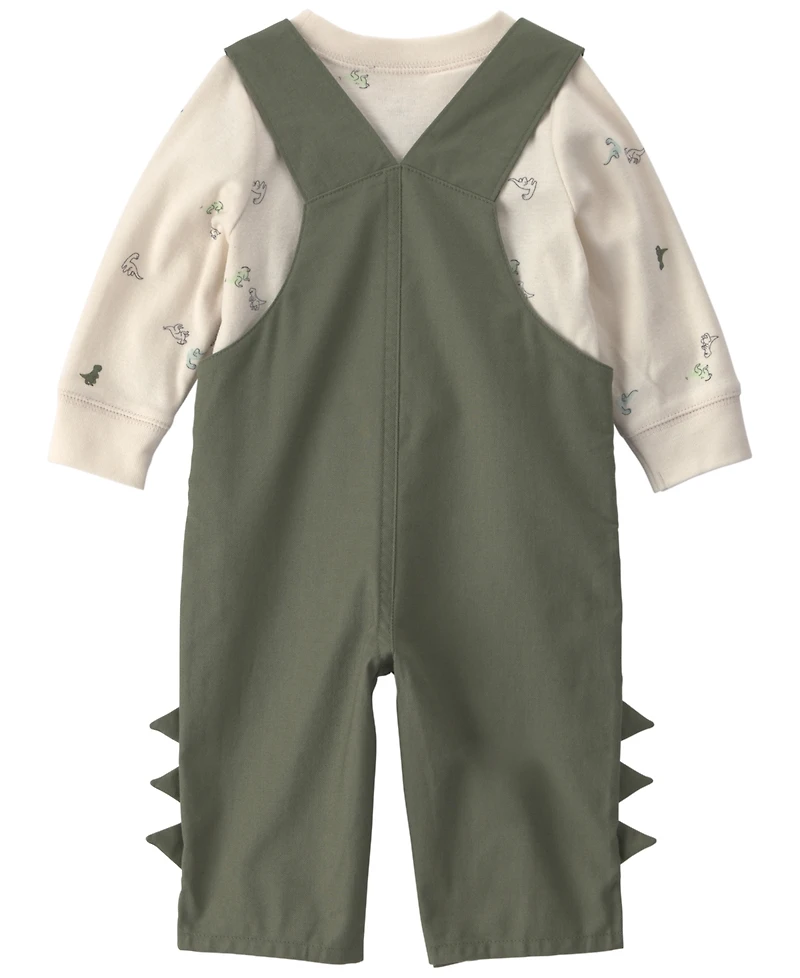 Carter's Baby Boys' Dinosaur Print Long-Sleeve T-Shirt and Overall, 2-Piece Set