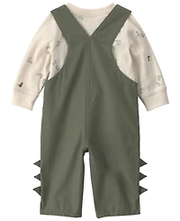 Carter's Baby Boys' Dinosaur Print Long-Sleeve T-Shirt and Overall, 2-Piece Set
