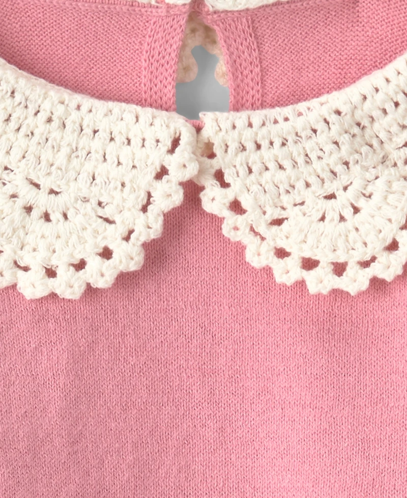 Carter's Baby Girls' Crochet Collar Sweater and Pants, 2-Piece Set