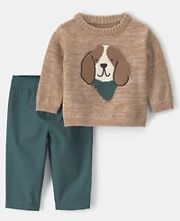 Carter's Baby Boys' Dog Graphic Long-Sleeve Sweater and Pants, 2-Piece Set