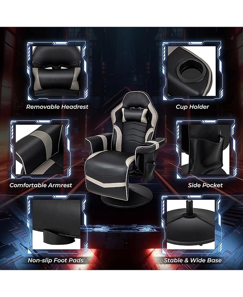 Sugift Massage Video Gaming Recliner Chair with Adjustable Height