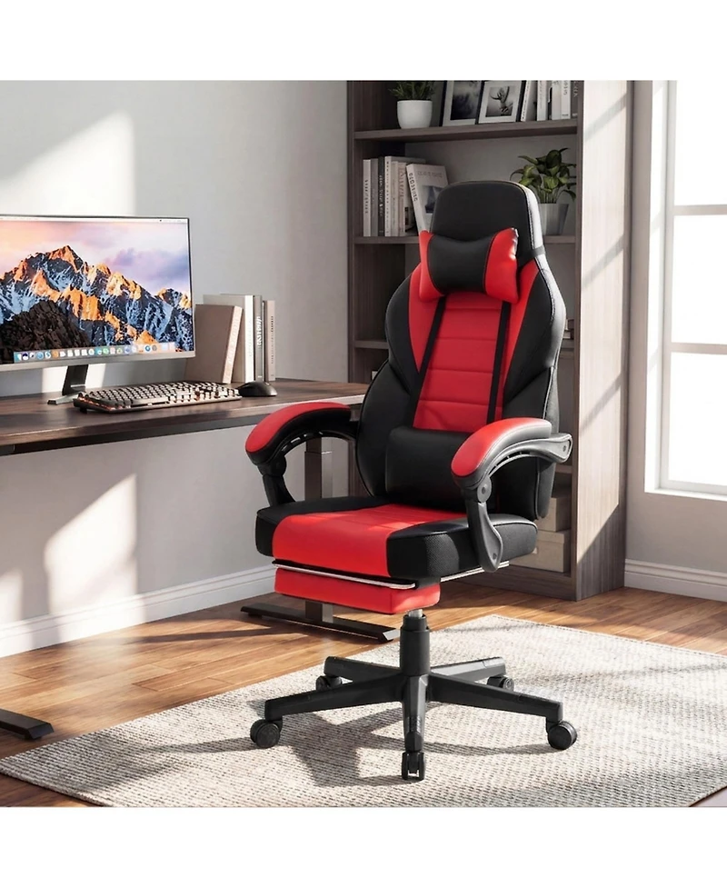 Sugift Ergonomic Video Game Chair with Headrest Reclining Backrest and Footrest