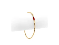 Rivka Friedman 18K Gold Plated Ruby Cz Polished Charm Stretch Bracelet