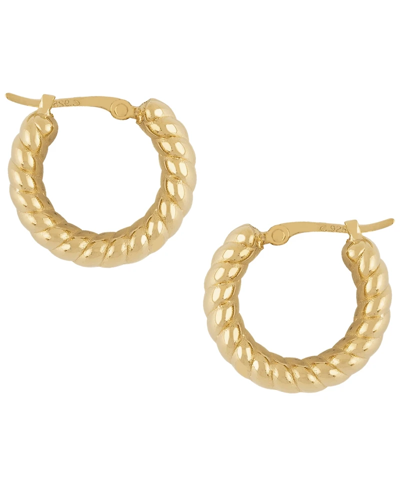 Macy's Sculptured Wide Shrimp Hoop Earrings in 14k Yellow Gold