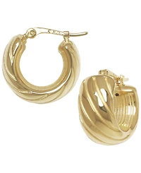 Macy's Sculptured Chunky Swirl Hoop Earrings in 14k Yellow Gold