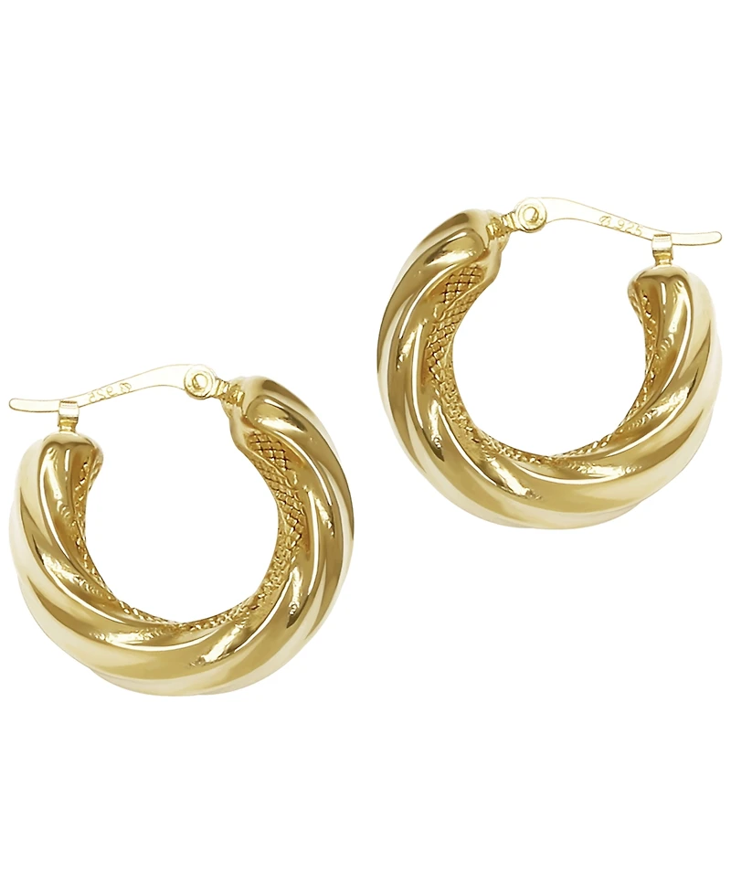 Macy's Sculptured Wide Square Twist Hoop Earrings in 14k Yellow Gold