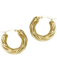 Macy's Sculptured Wide Square Twist Hoop Earrings in 14k Yellow Gold