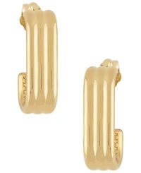 Macy's Sculptured Triple Tube Rectangle J Hoop Earrings in 14k Yellow Gold