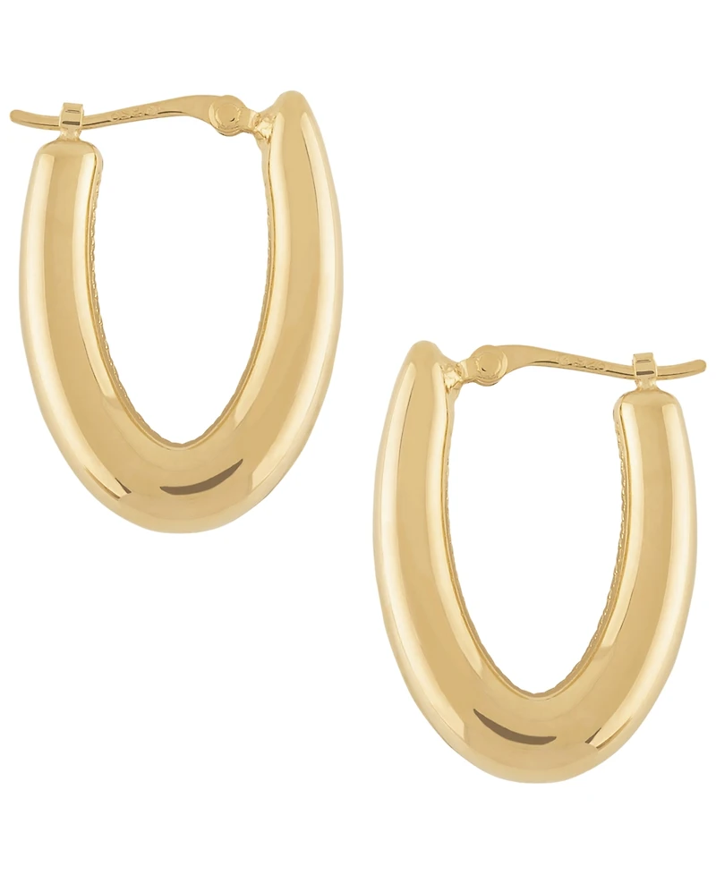 Macy's Sculptured Medium V-Shaped Hoop Earrings in 14k Yellow Gold