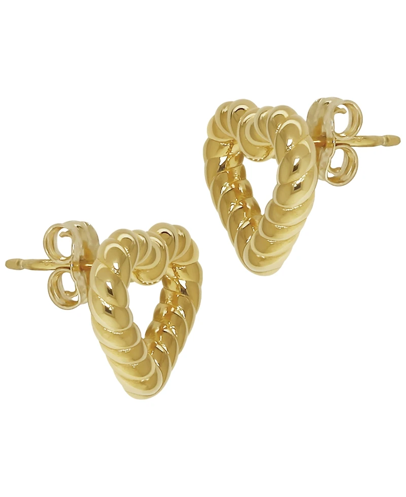 Macy's Sculptured Twisted Heart Stud Earrings in 14k Yellow Gold